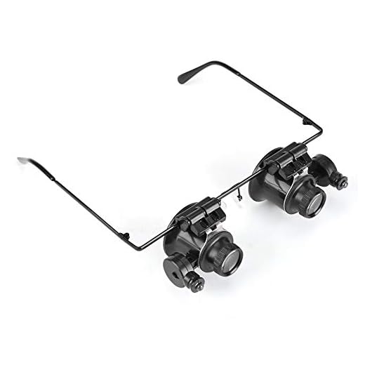 Jewelry Loupes,Magnifying Glass Jewelers Loupe 10X 20X LED Headband Magnifier Illuminated Eye Loupe Watch Repair Tool Kit Head Mounted Magnifying Glass Coin Stamp Currency Book Errors Magnifier Glass