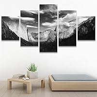 SIGNWIN 5 Panel Canvas Wall Art Monochromatic Mountains for Home Decorations Ready to Hang - 60