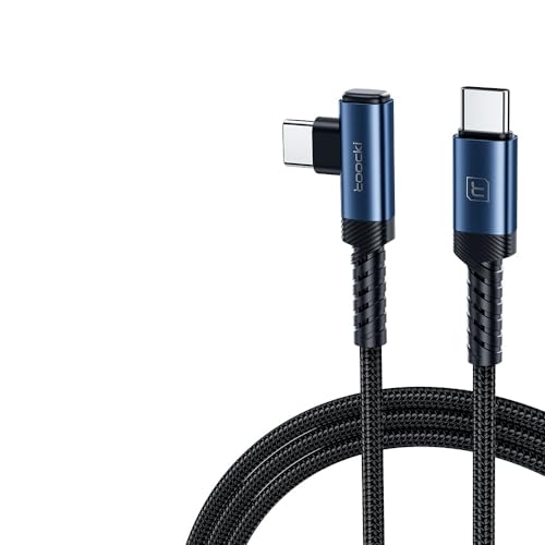 Cabo Toocki Elbow 90 Graus USB C 60W 6A com Carregamento Super Rápido - Compatível com Android, IPhone 15 e MacBook (Azul, 4.5 Metros)