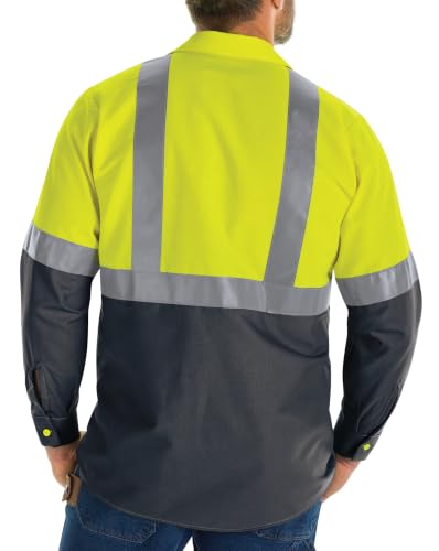 Image of Red Kap Men's Hi Visibility Long Sleeve Ripstop Work Shirt - Type R, Class 2