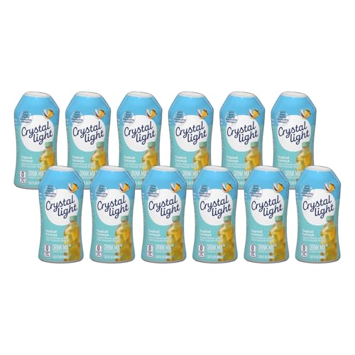 Crystal Light Liquid Energy Drink Mix with Caffeine Sugar Free Water Enhancer Low Calorie Beverage Concentrate Liquid Water Flavoring Tropical Coconut 1.62 Fluid Ounce (Pack of 12)
