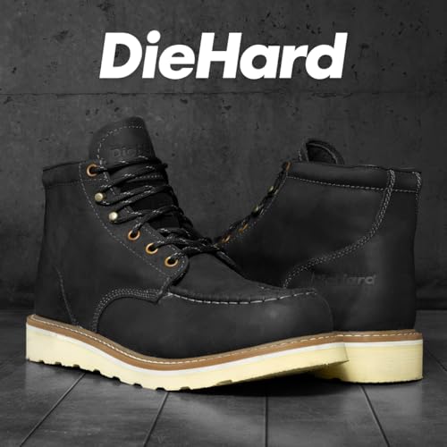 DieHard Men's Mustang Casual Black Leather Wedge Boots. Ankle-High, Slip-Resistant, Soft Toe2