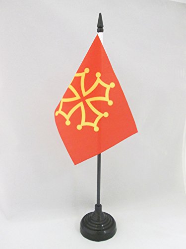 AZ FLAG Drapeau de Table Province du Languedoc 15x10cm - Petit Drapeaux DE Bureau Territoire Occitan - Occitanie 10 x 15 cm