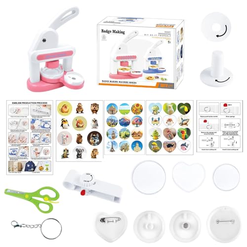 Máquina de fabricación de insignias - Prensa manual, máquina de botones de mano , divertida herramienta creativa para manualidades, herramienta de enseñanza interactiva para la escuela y el aula |