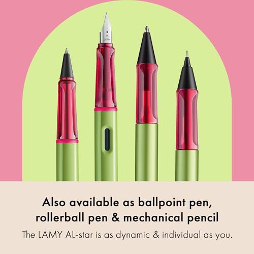 Image of LAMY AL-star disco - Fountain Pen with ergonomic grip & polished steel nib in size F - lightweight aluminum body - including LAMY T 10 blue cartridge - Right-Handed