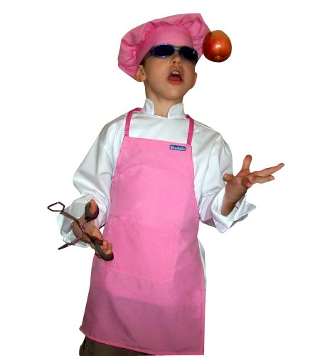 CHEFSKIN Small Children Kids Soft Pink Chef Set Apron & Adjustable Hat Quality Lite
