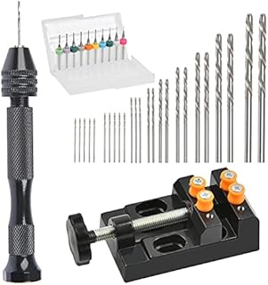 37PCS Mini Hand Drill Set for Crafts, Pin Vise Precision Twist Drill Bits with Mini Drill Press Vise, Manual Drill Set for Craft Carving Models Hobby DIY, 0.5-3mm Drilling Bits & 0.3-1.2 mm PCB Drill