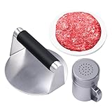 NEOLIVEA Smash Burger Press with Spice Shaker, Patty Papers, and Heat-Resistant Handle ，5.5 Inch Stainless Steel Burger Smasher for Cooking, Grill Gift
