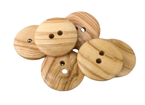 BOTIBOTON - 50 holzknoepfe - knöpfe fur kinder - kinderknöpfe groß und kleine holz knopf - 2 Löcher - WENDBAR - Gewachstes Olivenholz - Annähen - Hergestellt und versandt aus SPANIEN (18 mm)