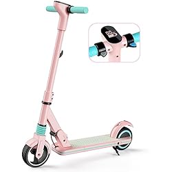 Patines Electricos Sentados BXHOVERGO Patinete Electrico Niño 6.5 Pulgadas, 6 a 12 años Plegable con Pantalla LED Plegable Fácil E Scooter Patinetes Electricos Niños, Regalo para Niños Y Adolescentes (Rosa)