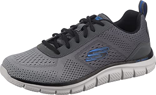 Skechers Men's Sports Shoes, Charcoal Mesh Black Trim, 11