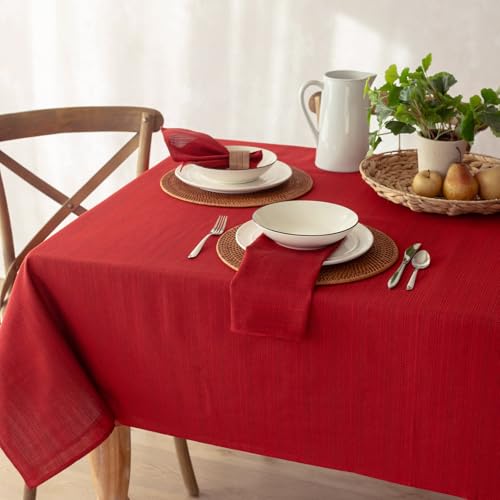 Benson Mills Cameron Textured Fabric Table Cloth, for Everyday, Parties, Holiday, Winter, and Christmas Tablecloth (60" x 104" Rectangular, Millennium Red) by Benson Mills - Image 4