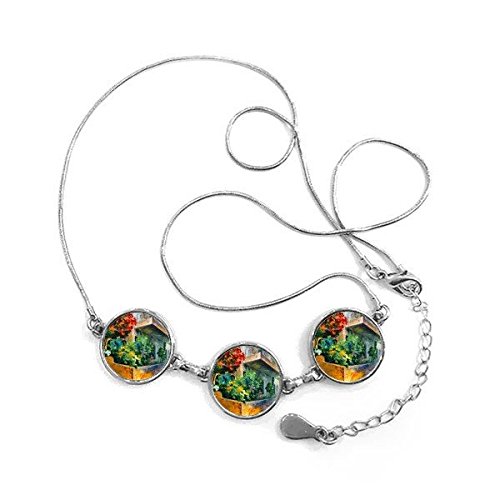 Peinture à l'huile fleur arbre collier pendentif anti-ternissement