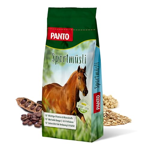 Panto Pferdefutter Sportmüsli mit Wisan-Lein 20 kg – verdauungsförderndes Kraftfutter mit Omega-3 Fettsäuren, funktionales Pferdefutter für erhöhten Energiebedarf