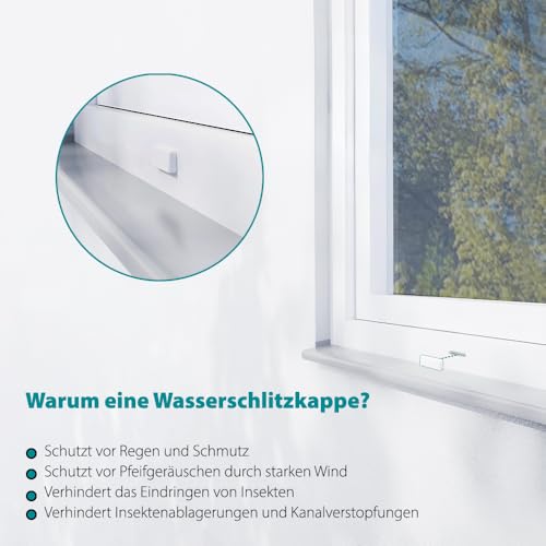 VOOXA 25 Stück Fenster Wasserschlitzkappen Standard Weiss RAL 9016 für Schlitzfräsungen von 20-34 x 5mm