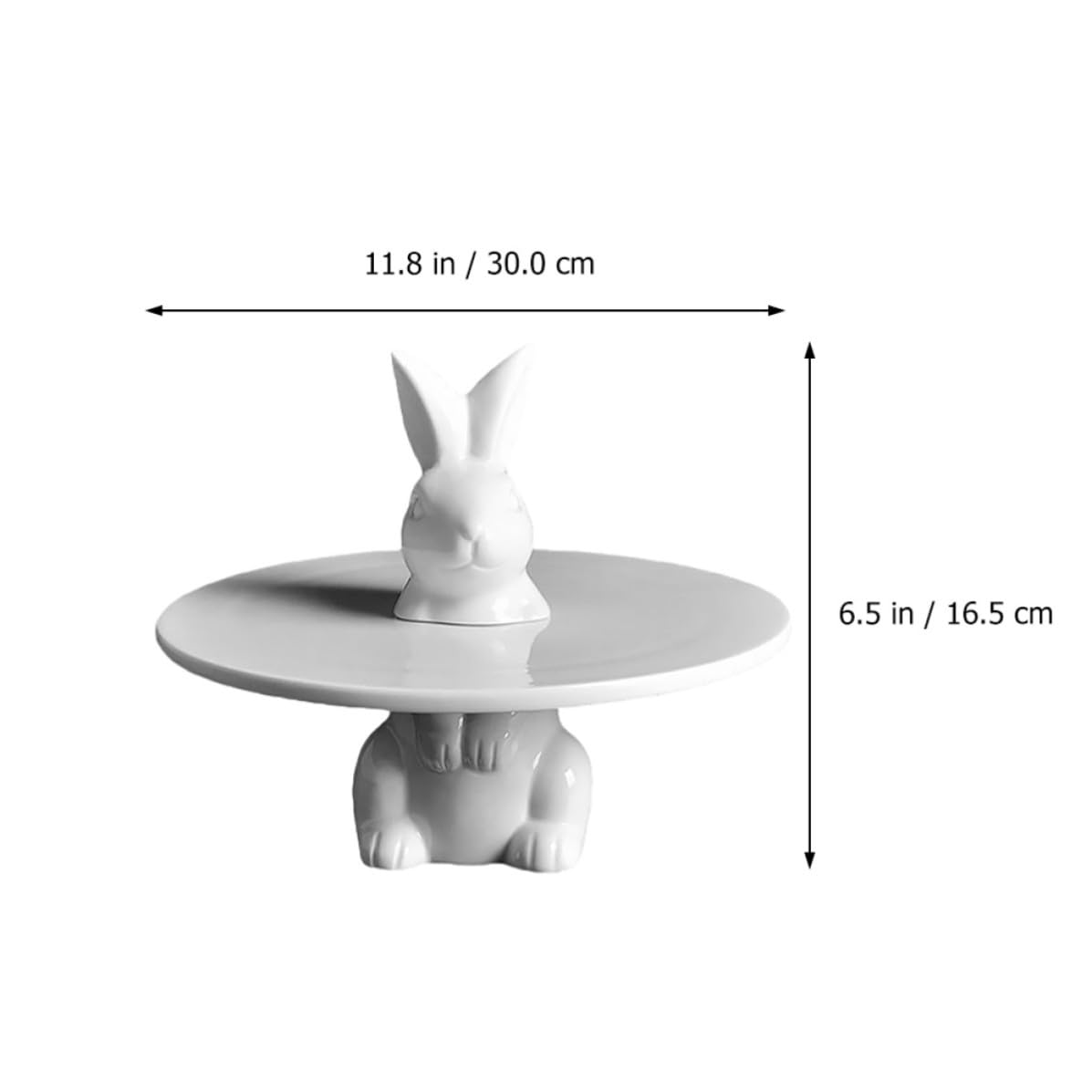 Plato para Servir Postres de Cerámica Blanco Diseño de Conejo, Base Estable Adecuado para Navidad y Fiestas Clásicas