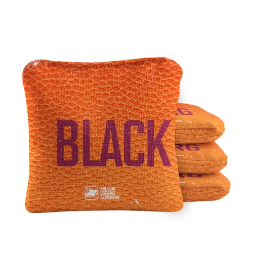 ACA Synergy Pro Dual Sided Cornhole Bags | Blacksburg Orange Design | Set of (4) All-Weather Resin Filled Stick & Slide Corn Hole Bags