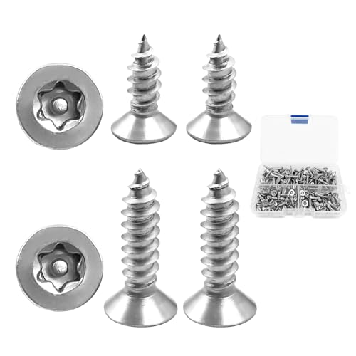 180 Stück 4x12mm & 4x16mm Holzschrauben Edelstahl Torx, Spanplattenschrauben Universal Torx Schrauben, Silber Terrassenschrauben, Edelstahlschrauben mit Klarsichtbox für Tür, Fenster und Möbel