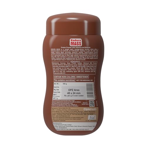 Image of Endura Mass Weight Gainer Powder 550 G Cafe Mocha Flavour|Unique Blend Of 3 Sources Of Protein,Carbs,Vitamins & Essential Minerals|For Children Above 10 Years,Men,Women & Athletes,1 count,33 Servings