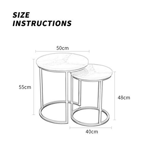 Table basse ronde marbre noir lot de 2 design pour salon élégant - 4