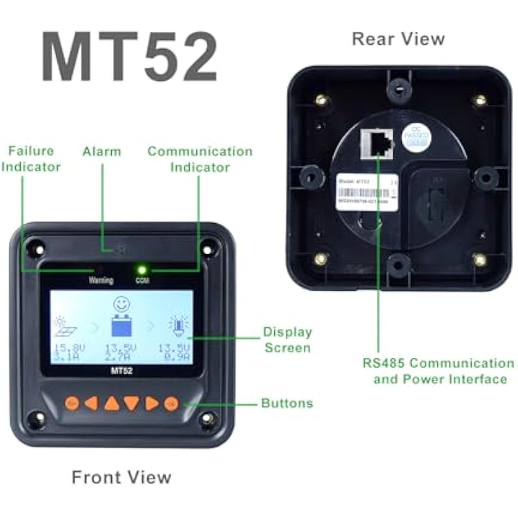 EPEVER 40A MPPT Solar Charge Controller 12V 24V Negative Grounded Backlight LCD Display for Gel Sealed Flooded Lithium (Tracer 4210AN G3+ Remote Meter MT52+ RTS)
