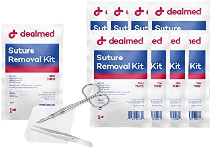 Dealmed Sterile Suture Removal Kit - Scissors, Forceps, Gauze, 10 Pack