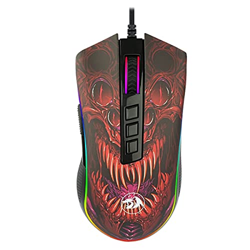 Mouse Gamer Redragon Infernal Dragon Ryu 8 Botões RGB 16000DPI - ID711, Preto e Vermelho