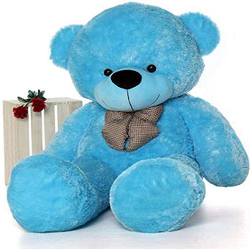 Image of HUG 'n' FEEL SOFT TOYS Loveable HUGABLE Soft Giant Life Size, Long Huge Teddy BearPlush & Stuffed Toys (Best for Someone Special) Sky Blue 3 Feet 90 cm with Free Heart Shape CUSION