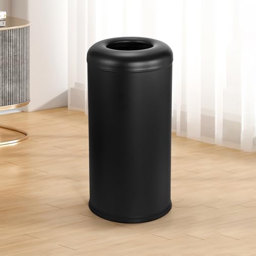 Image of BEAMNOVA Commercial Trash Can 16.5 Gal Open Top Black Outdoor Indoor Garbage Enclosure Inner with Lid Inside Bucket 15 * 30.7 inch Stainless Steel Industrial Waste Container