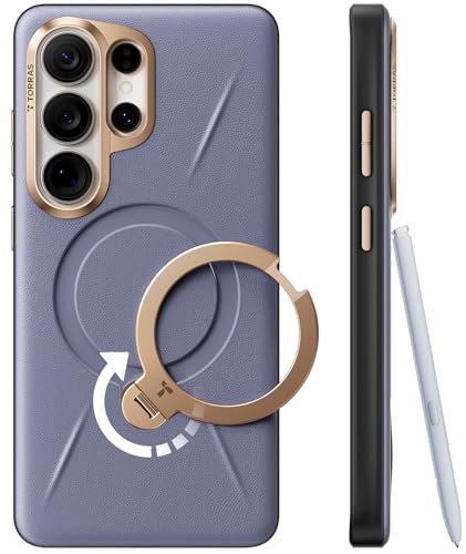 Coque Samsung S26 Ultra pour visionnage mains libres violette en cuir silicone