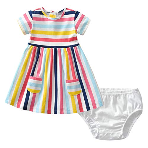 Leideur Infant Girl's Sleeveless Short Sleeve Dress and Pants 2 Pack Sets (Mixed Colors, 24-36 Months)