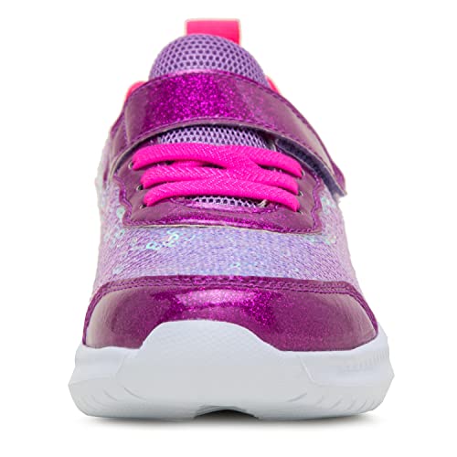 Toandon Toddler Girls Kids Sneakers Sequins Sparkle Shoes Breathable Lightweight Elastic Band Athletic Sport Running Walking Fashion Child Strap Non Slip Hook And Loop Closure Sneakers Purple Size 11 #TOP3