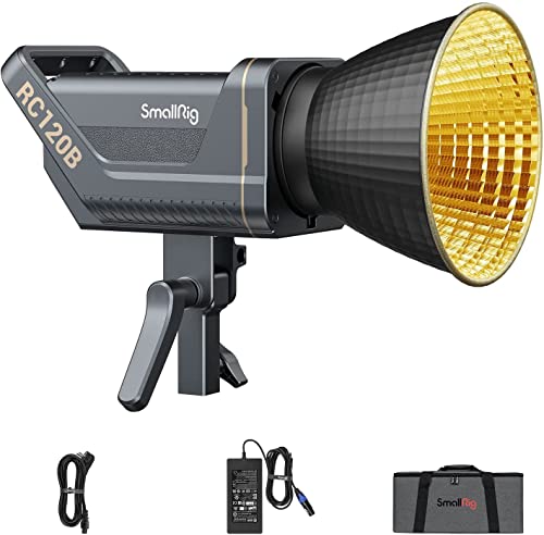 SMALLRIG 120W COB Video Light, Bicolore 2700K-6500K 52800Lux Continuous Output Light avec 9 Effets d'Eclairage, CRI 95+ Bowens Mount Light avec 2 Méthodes d'alimentation App Control, RC 120B - 3615