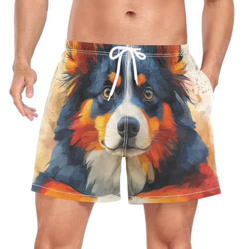 Pantalones cortos de playa que evitan la humedad con diseño de pastor australiano