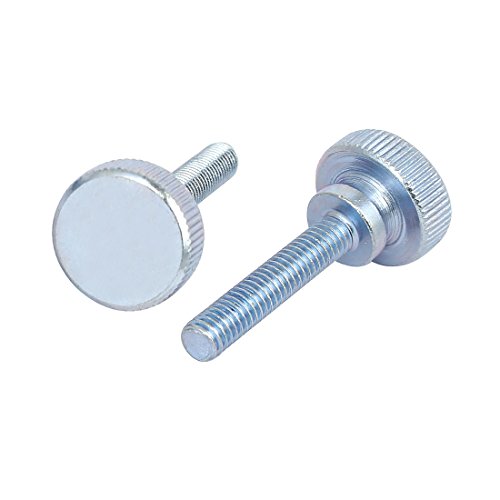 sourcingmap M6x30mm Flat Knurled Head Fully Threaded Thumb Screws Bolts Fastener 4pcs, Silver Blue - Image 2