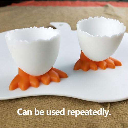 Eierbecher,Eierbecher Set Cartoon Eierständer Egg Cup Eierbecher Lustig Kunststoff Lustiger Eiebecher Kinder Frühstücks Eierbecher Eierhalter Eierständer in Küche für Gekochte Eier(orange+gelb) – Bild 7