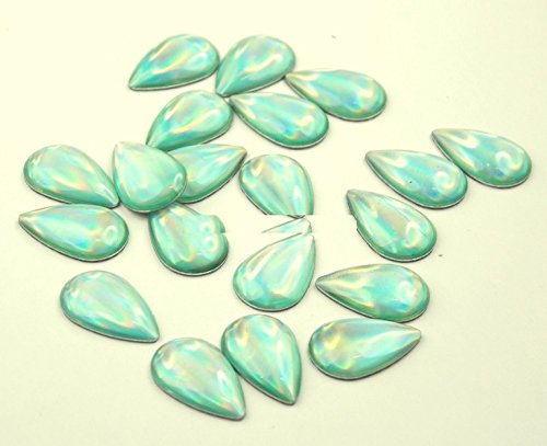 Borchie termoadesive cabochon Goccia Verde acqua aurora boreale 13x8mm 20pz hotfix gocce strass