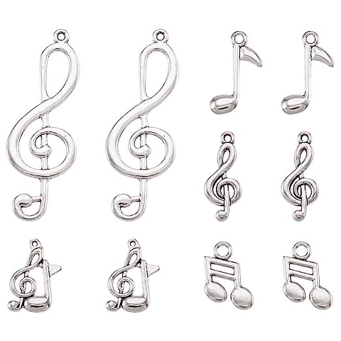 Mega Pet 20Pcs Musical Note Theme Alloy Pendants Tibetan Style Zinc Alloy Charms Antique Silver Treble Clef Dangle Charms for DIY Earrings Bracelet Necklace Jewelry Making Findings Cover