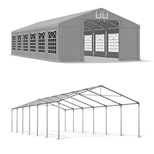 zelt kaufen 6 x 12 Partyzelt 6x12m wasserdicht grau 560g/m² PVC Plane Hochwertigeszelt Gartenzelt Summer SD - Faltpavillon, Gartenpavillon, Pavillon, Lagerzelt, Gartenhaus, Zeltgarage, Garagenzelt Shape:Rectangle Camping Altomincio Family Park: Streichpreis