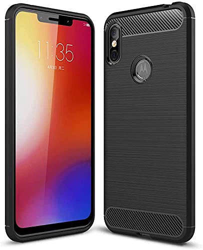 Image of NPRC Hybrid Ultra Slim Protective Case TPU Non-Slip Carbon Fiber Texture Shockproof Case Cover for Moto ONE Power - Black