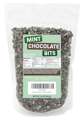 Mint Chocolate Baking Chips – 1 Pound Bag – Smooth Mint & Dark Chocolate Pieces for Cookies, Brownies, Desserts, and Candy Making – Small Crème de Menthe Flavored Bits for Baking & Toppings