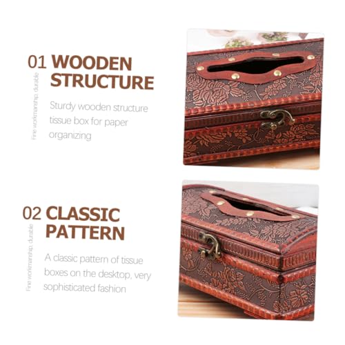 Boîte à mouchoirs rétro distributeur en bois 2 pièces - 5