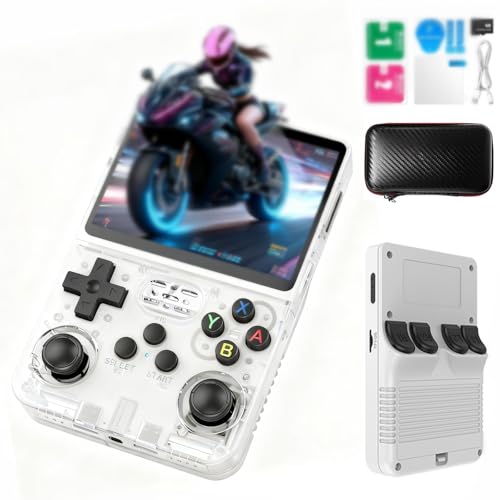 Lihaian R36S Retro Handheld Spielkonsole，128 G über 40.000 Spiele，Retro Konsole 3,5-Zoll-IPS-Bildschirm，Linux-System，Tragbare Mini-Arcade， unterstützt mehrere Emulatoren (R36s-Weiß)