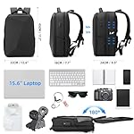 FENRUIEN Anti Theft Laptop Backpack for Men, Expandable Water Resistant Hardshell Backpack with USB Port, Black Business Travel Computer Bag 15.6 Inch - Image 2