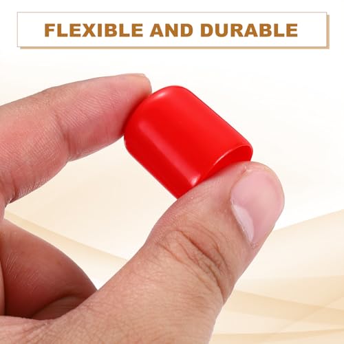Image of uxcell 88Pcs Rubber End Caps, 16mm(5 /8 inch) ID 22mm(7 /8 inch) Height Round Screw Thread Protectors Flexible Screw Bolt Covers Caps for Metal Tube Rod Bolt, Red