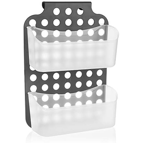 com-four® Cesta de Ducha con 2 Compartimentos y Ganchos para Colgar Cover