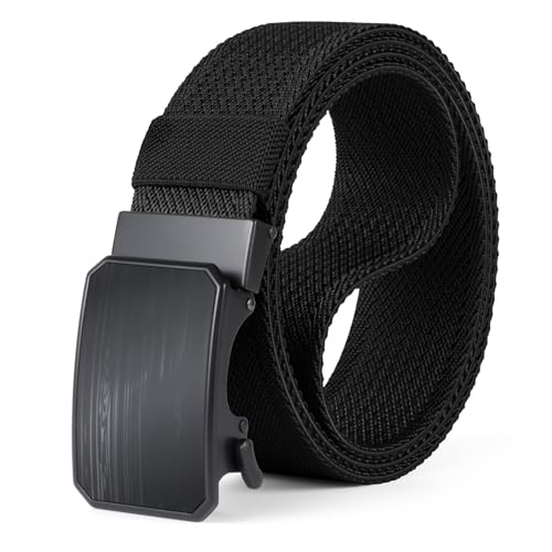 Ratchet Belt for Men - Thicker Elastic Nylon Tactical Belts No Holes Adjustable