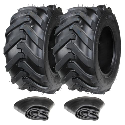 2 x Pneus 16 x 6,5–8 et 2 x Chambres à air pour Tracteur-tondeuse, Pneus à crampons neufs.