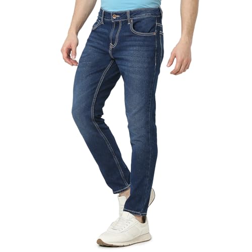 Image of Spykar Men's Kano Slim Fit Mid-Rise Jeans (Ankle Length)