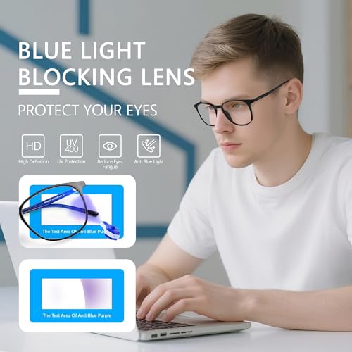 Image of Blue Light Blocking Glasses for Women Men, Square Thick Frame Anti Eyestrain & UV Glare JF6218